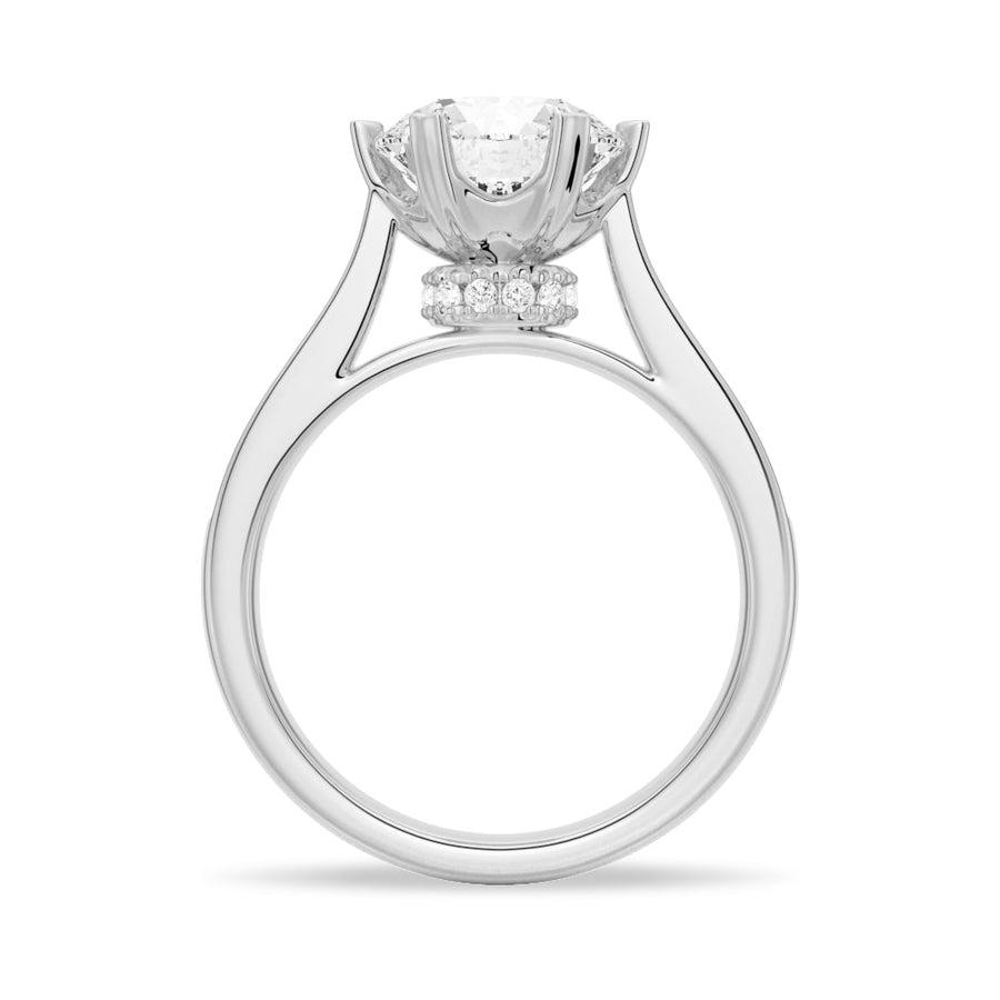 Heart Claw Moissanite Engagement Ring With Hidden Halo