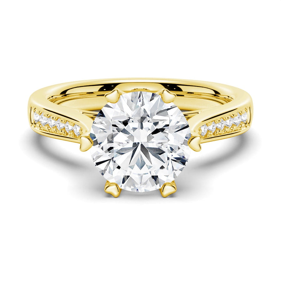 Heart Claw Moissanite Engagement Ring With Hidden Halo