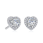 Heart Love Halo Moissanite Stud Earrings - 1 CT.