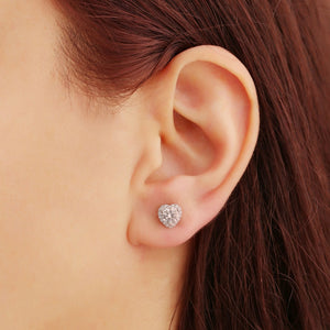 Heart Love Halo Moissanite Stud Earrings - 1 CT.