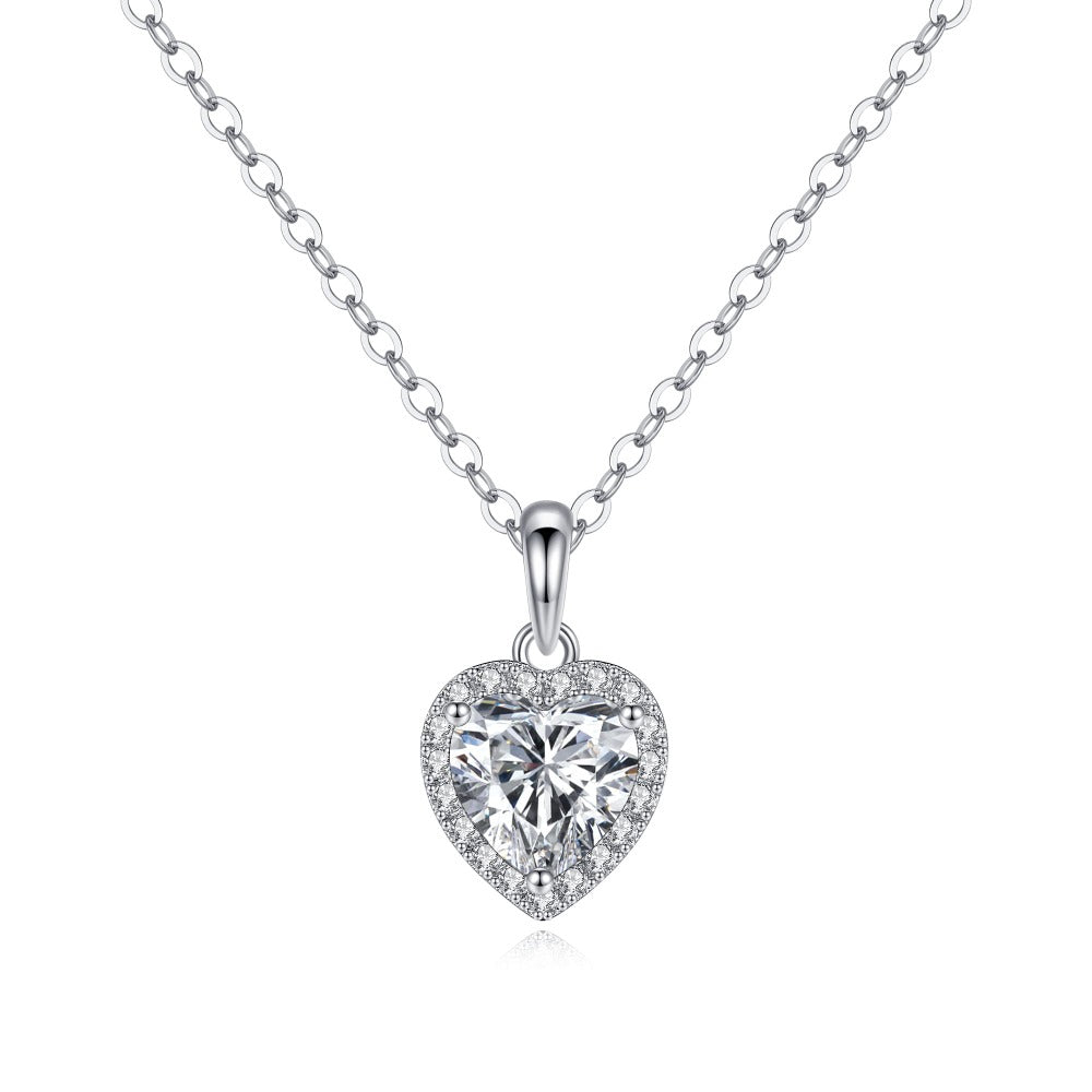 Heart Pave Set Moissanite Necklace