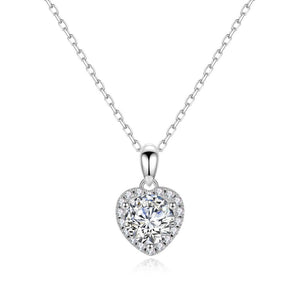 Heart Shaped Halo Moissanite Necklace