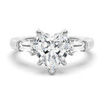 Heart-Shaped Moissanite Engagement Ring with Tapered Baguette Side Stones