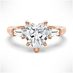 Heart-Shaped Moissanite Engagement Ring with Tapered Baguette Side Stones