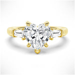 Heart-Shaped Moissanite Engagement Ring with Tapered Baguette Side Stones