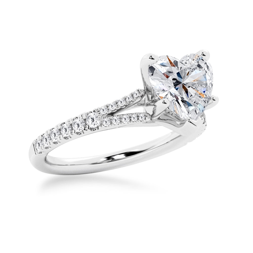 Heart Shaped Split-Shank Moissanite Engagement Ring