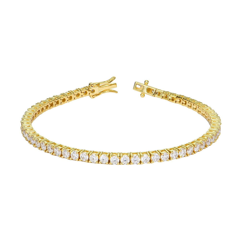 Classic Round Shaped Moissanite Tennis Bracelet - Gold