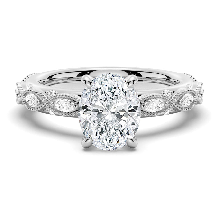 Infinity Milgrain Oval Moissanite Engagement Ring