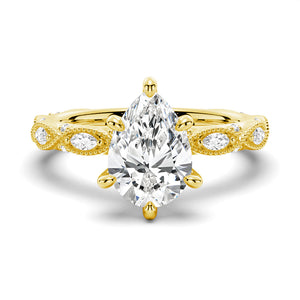 Infinity Milgrain Pear Shaped Moissanite Engagement Ring