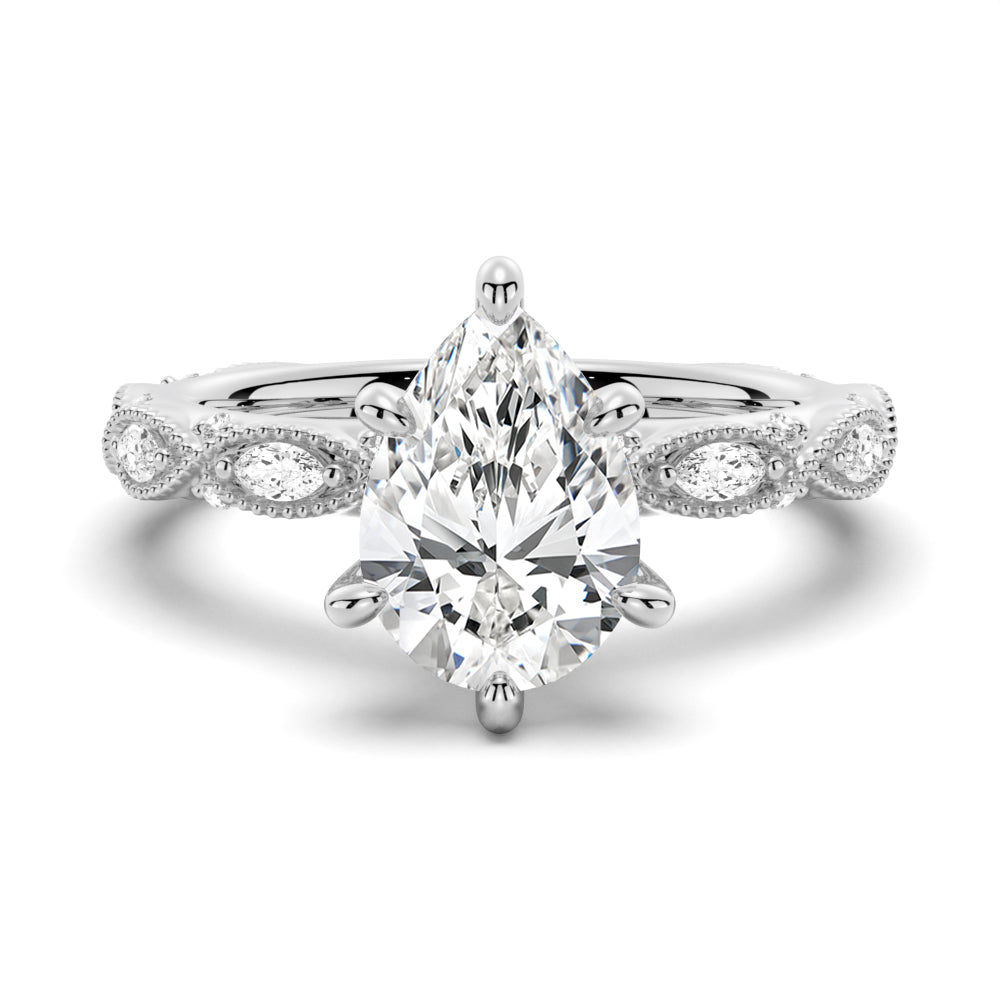 Infinity Milgrain Pear Shaped Moissanite Engagement Ring