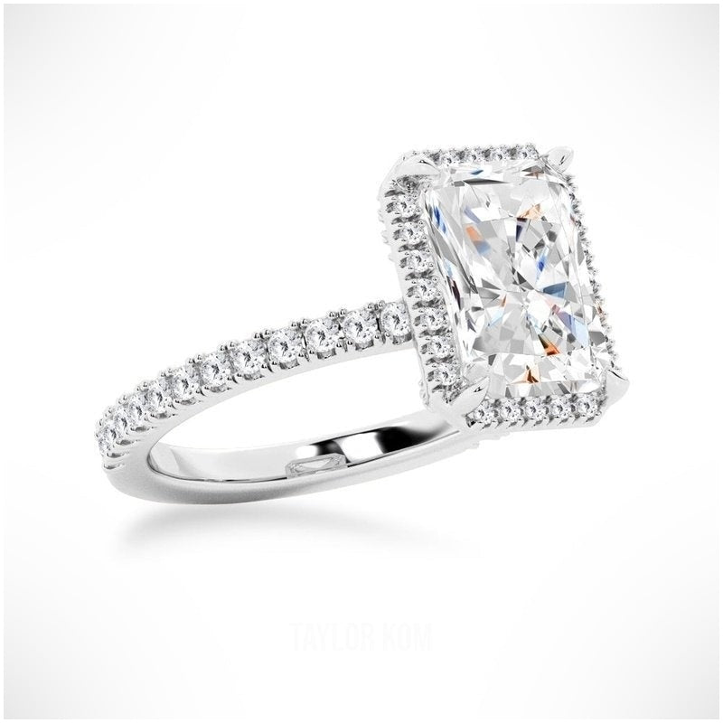 Love Promise Radiant Cut Moissanite Halo Ring