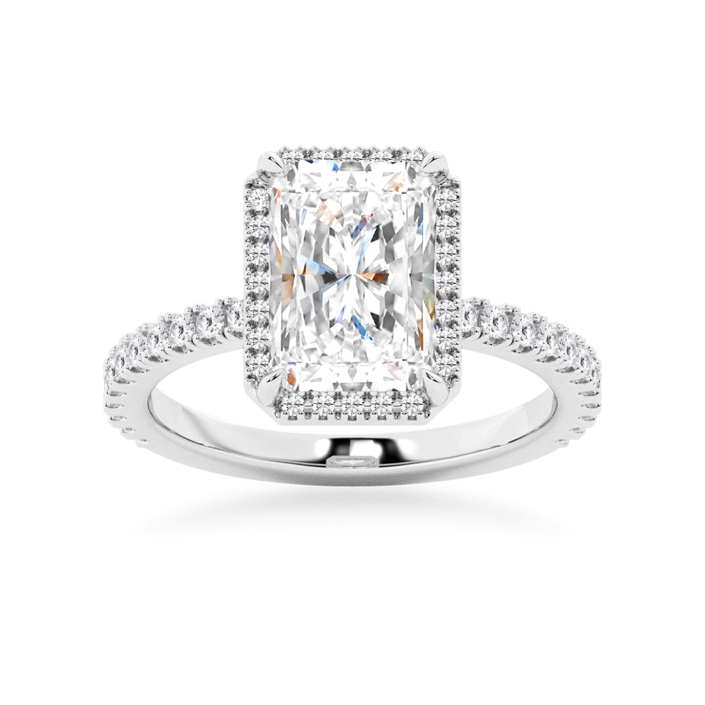 Love Promise Radiant Cut Moissanite Halo Ring