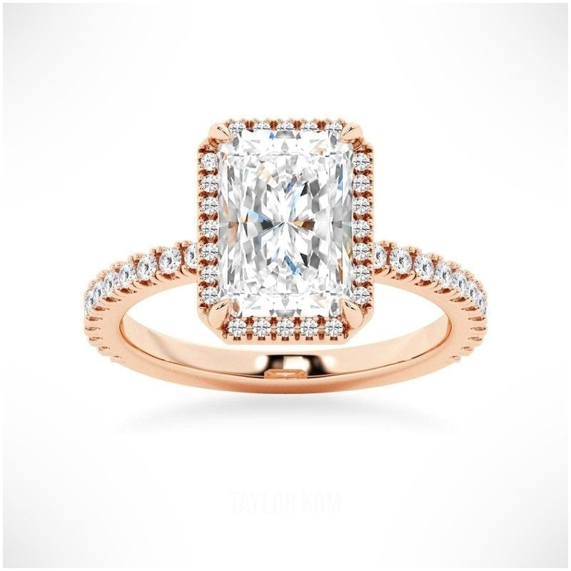 Love Promise Radiant Cut Moissanite Halo Ring