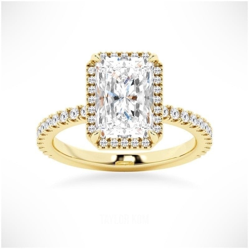 Love Promise Radiant Cut Moissanite Halo Ring