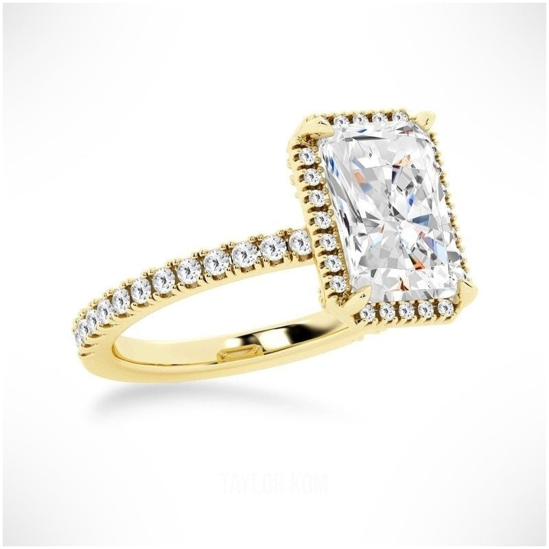 Love Promise Radiant Cut Moissanite Halo Ring