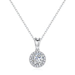 Luxury Round Cut Halo Moissanite Necklace