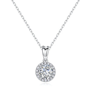 Luxury Round Cut Halo Moissanite Necklace