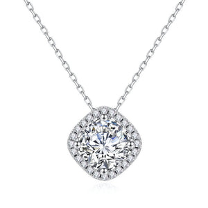 Luxury Square Halo Moissanite Necklace