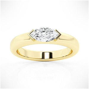 Marquise-Cut Moissanite Half Bezel Stackable Wedding Ring