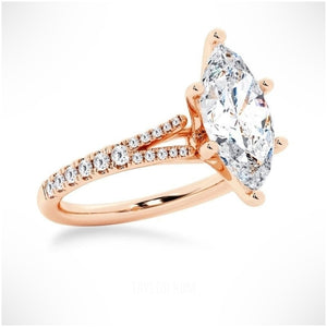 Marquise Cut Split-Shank Moissanite Engagement Ring