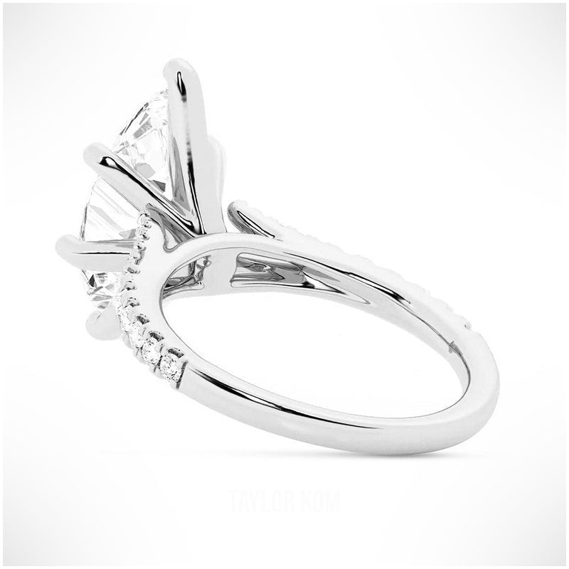 Marquise Cut Split-Shank Moissanite Engagement Ring