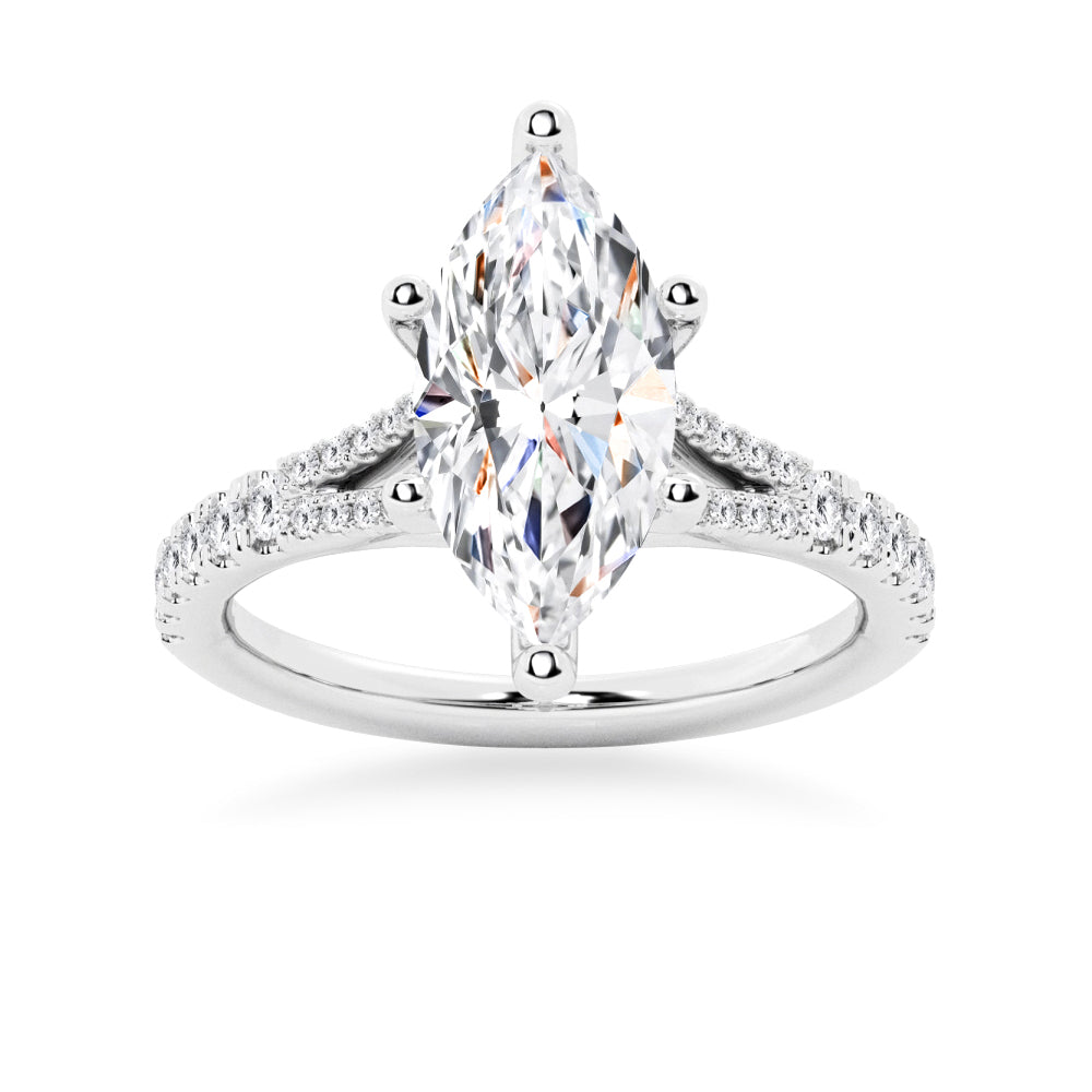 Marquise Cut Split-Shank Moissanite Engagement Ring