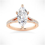 Marquise Cut Split-Shank Moissanite Engagement Ring