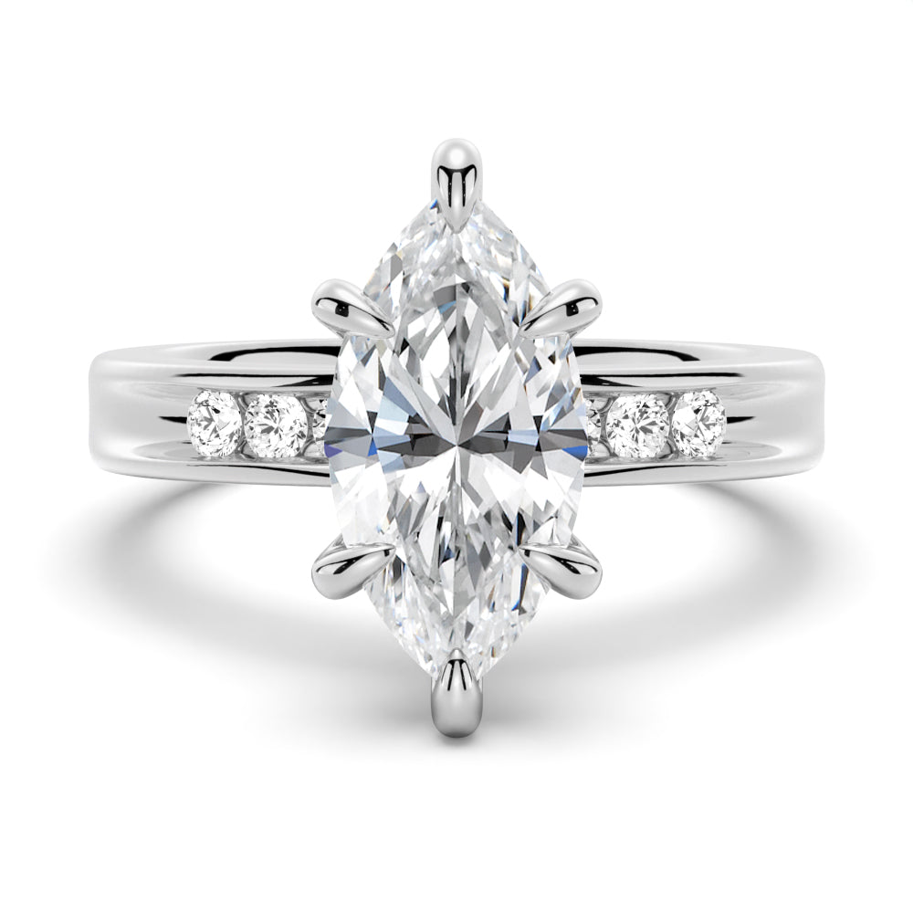 Marquise Moissanite Engagement Ring With Accents