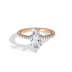 Marquise Moissanite Engagement Ring With Hidden Halo