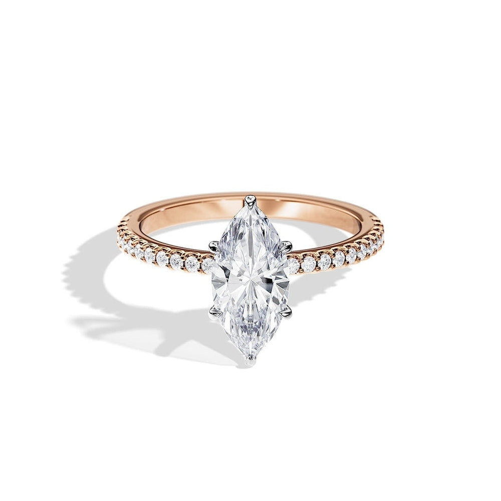 Marquise Moissanite Engagement Ring With Hidden Halo