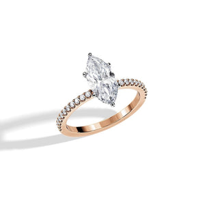 Marquise Moissanite Engagement Ring With Hidden Halo