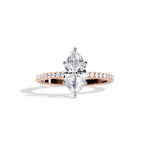 Marquise Moissanite Engagement Ring With Hidden Halo