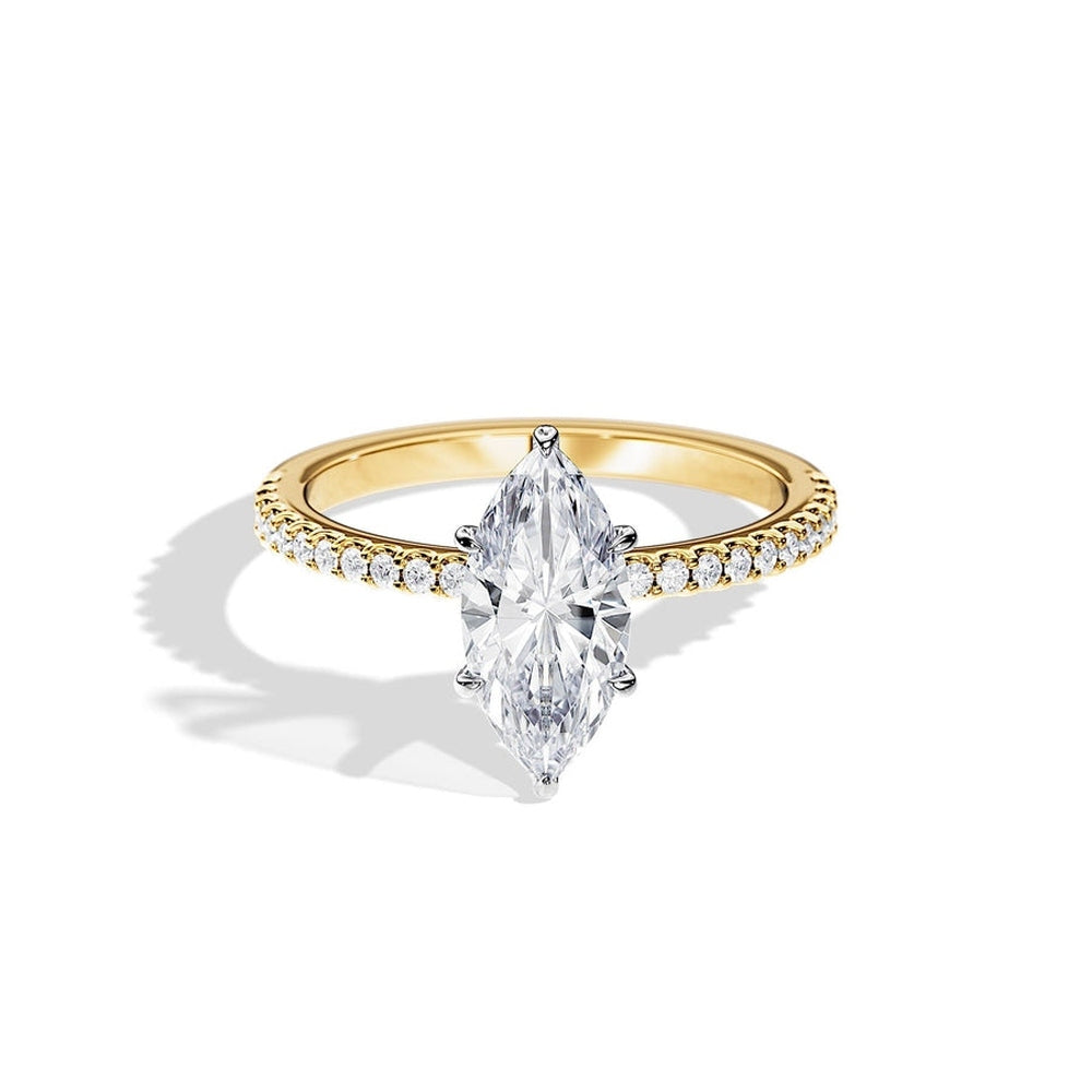 Marquise Moissanite Engagement Ring With Hidden Halo