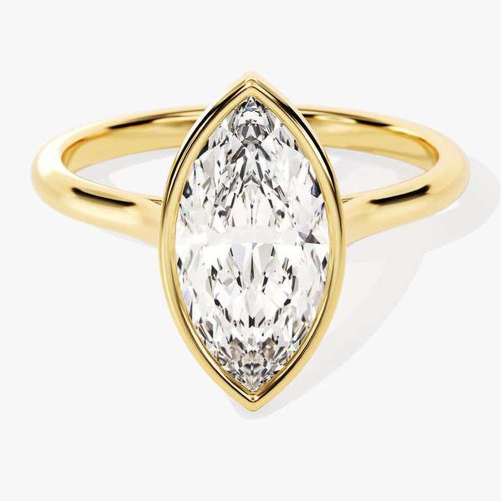 Marquise Solitaire Bezel Set Moissanite Engagement Ring