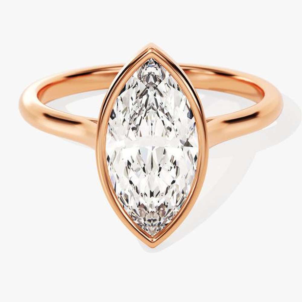 Marquise Solitaire Bezel Set Moissanite Engagement Ring