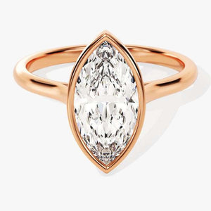 Marquise Solitaire Bezel Set Moissanite Engagement Ring