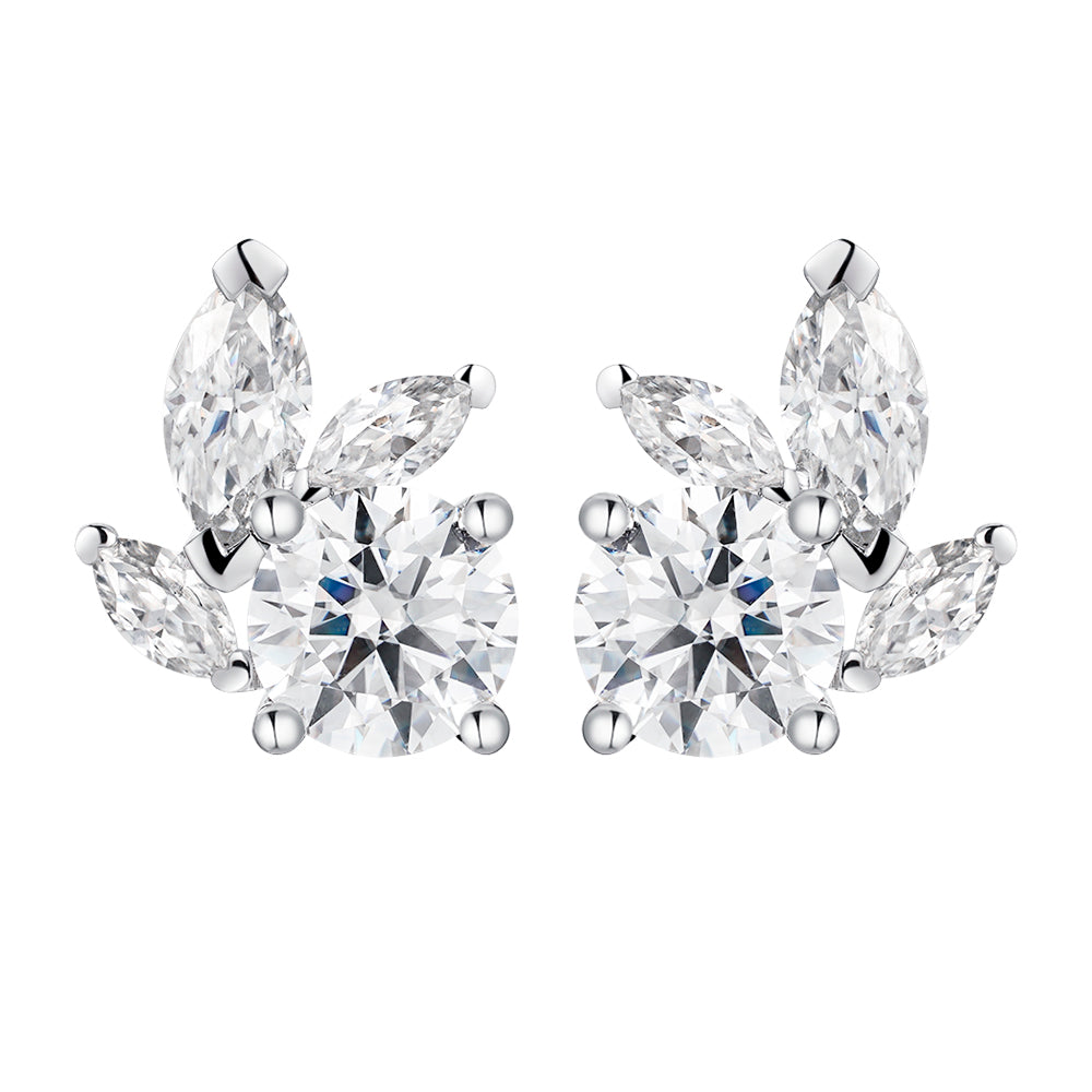 Marquise and Round Cut Moissanite Earrings - 2.2CTW