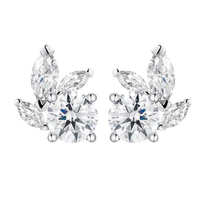 Marquise and Round Cut Moissanite Earrings - 2.2CTW