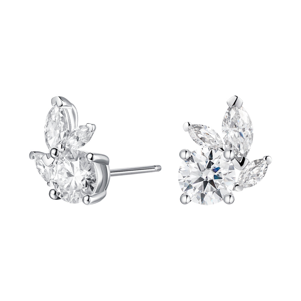 Marquise and Round Cut Moissanite Earrings - 2.2CTW