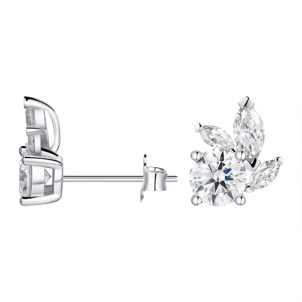 Marquise and Round Cut Moissanite Earrings - 2.2CTW