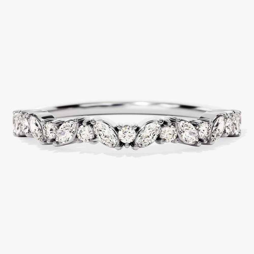 Marquise and Round Shaped Moissanite Wedding Band