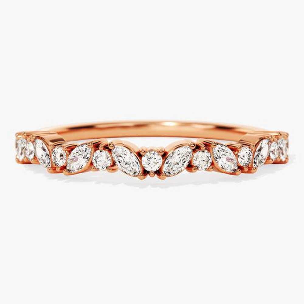 Marquise and Round Shaped Moissanite Wedding Band