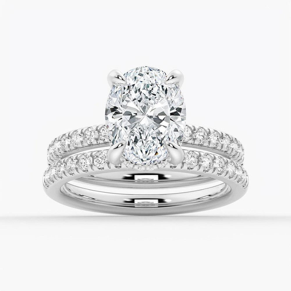 Micropavé Oval Hidden Halo Moissanite Bridal Set