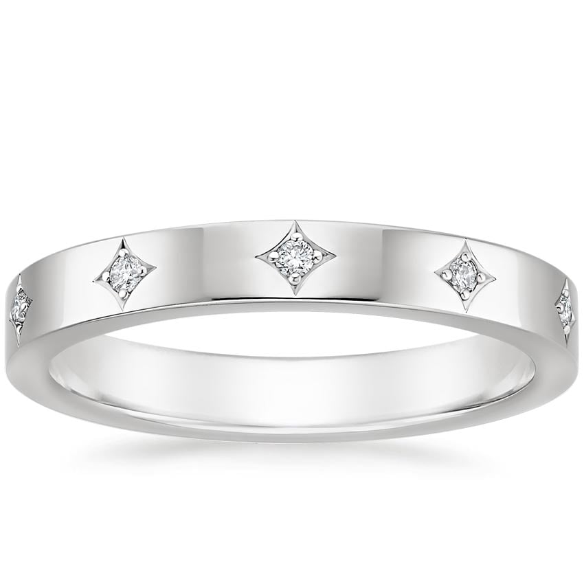 Minimalist Round Cut Prong Set Moissanite Wedding Band