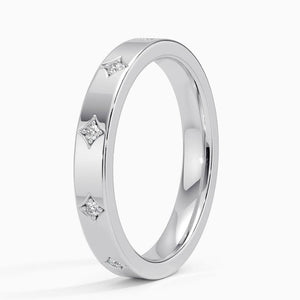 Minimalist Round Cut Prong Set Moissanite Wedding Band