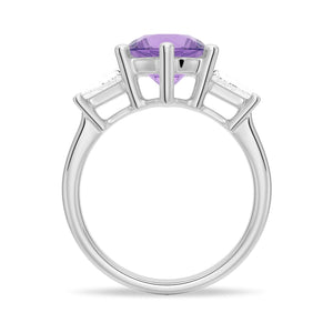 Natural Amethyst Three Stone Ring-1 CT.