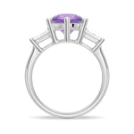 Natural Amethyst Three Stone Ring