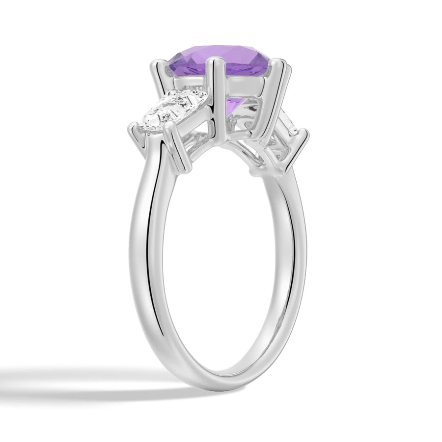 Natural Amethyst Three Stone Ring