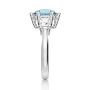 Natural Sky Blue Topaz Three Stone Ring-1 CT.