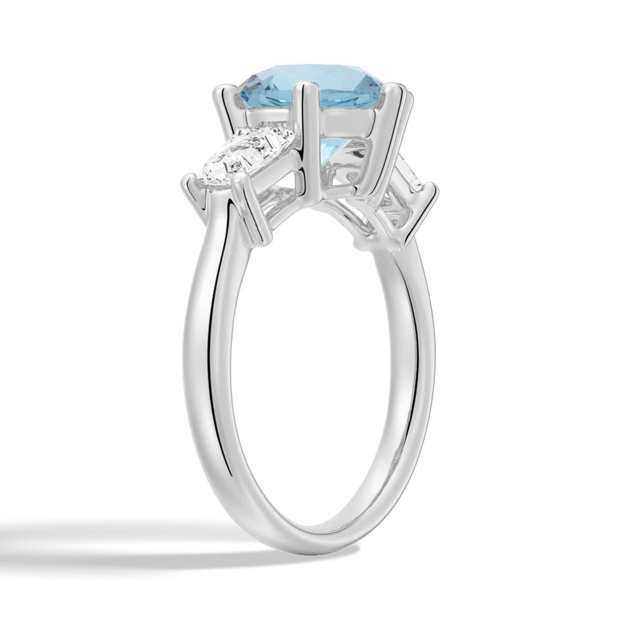 Natural Sky Blue Topaz Three Stone Ring-1 CT.